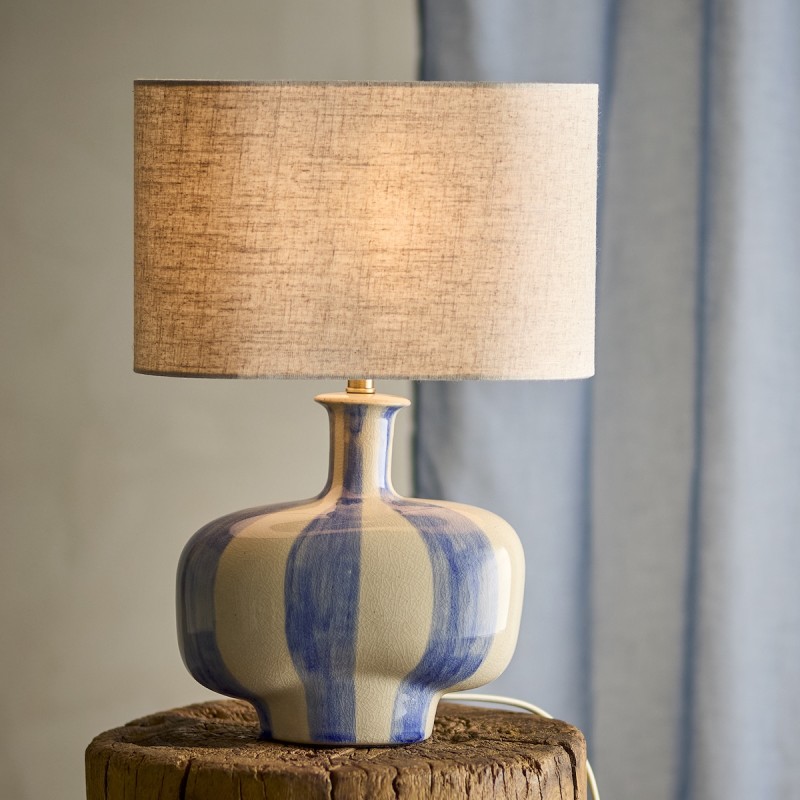 Bordlampe Alida Råhvide Blå Striber Bloomingville :