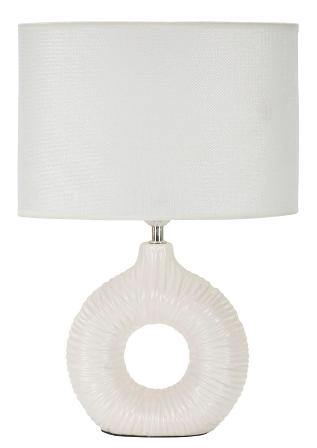 Bordlampe Hvid Keramik Jern Stof 28x5x15