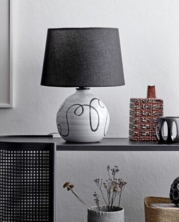 Bordlampe Hvid Mønster Bloomingville