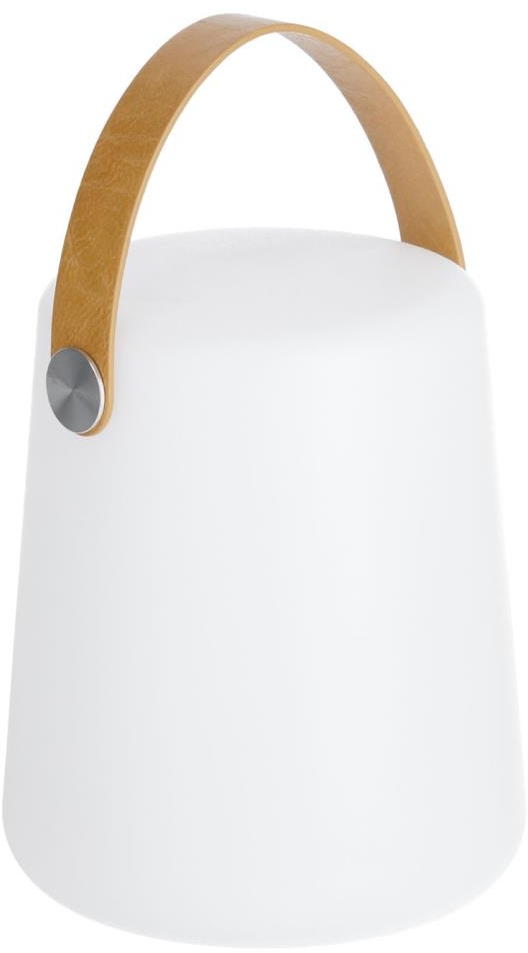 Bordlampe Kave Home Dialma Bærbar Led Hvid Brunt Læder Med Dæmper Modern Nordic Design H28xø17