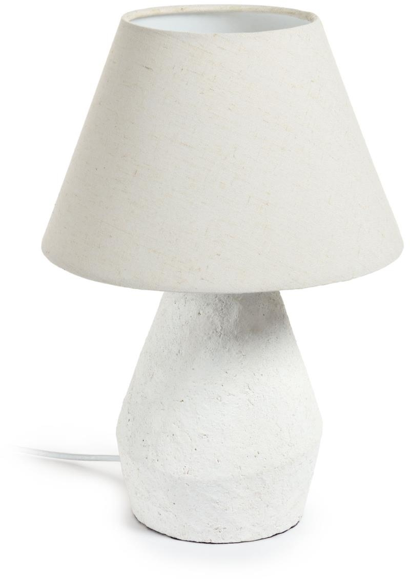 Bordlampe Kave Home Noara Indendørslampe Hvid Magnesia Hør Rustik Kolonial Stil H43b30l30