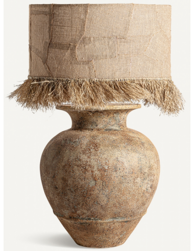 Bordlampe Keramik Jute H100 E27 Rustik Brun Natur