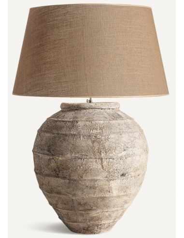 Bordlampe Keramik Jute H105 E27 Rustik Beige Natur