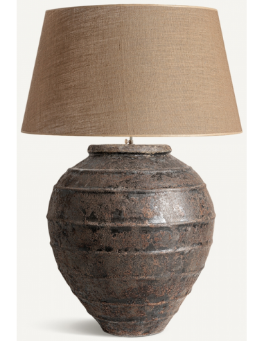 Bordlampe Keramik Jute H105 E27 Rustik Brun Natur