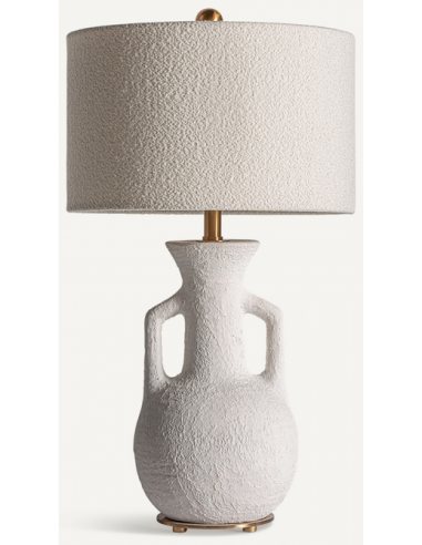Bordlampe Keramik Polyester H76 Antik Messing Cremehvid