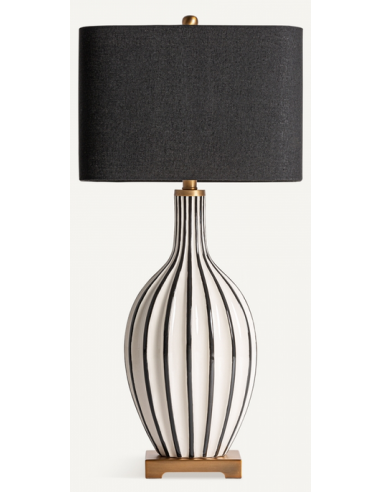 Bordlampe Keramik Polyester H82 Antik Guld Hvid Sort