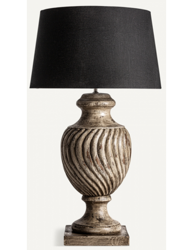 Bordlampe Mangotræ Bomuld H106 Antik Brun Sort