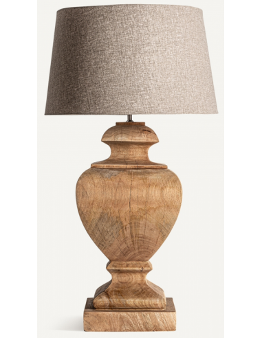 Bordlampe Mangotræ Bomuld H106 Antik Natur Mørk Beige