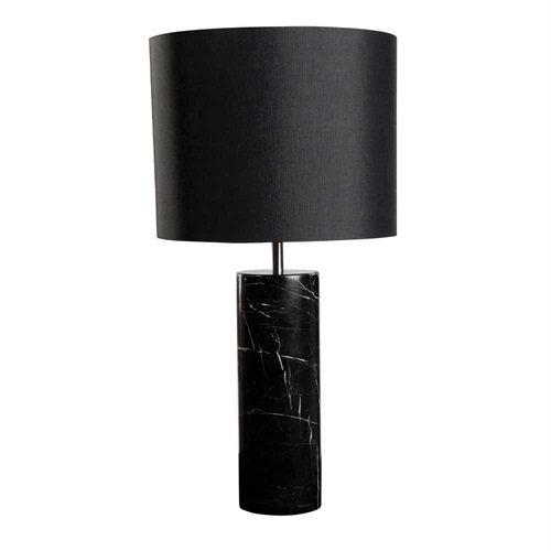 Bordlampe Marmor Sort Med Sort Skærm