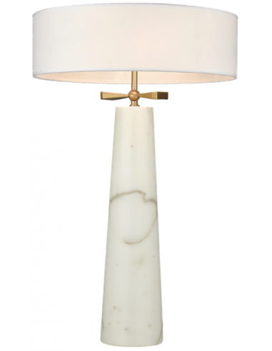 Bow Bordlampe Marmor Stål Polyester H63 E27 Hvid Marmor Børstet Messing Hvid