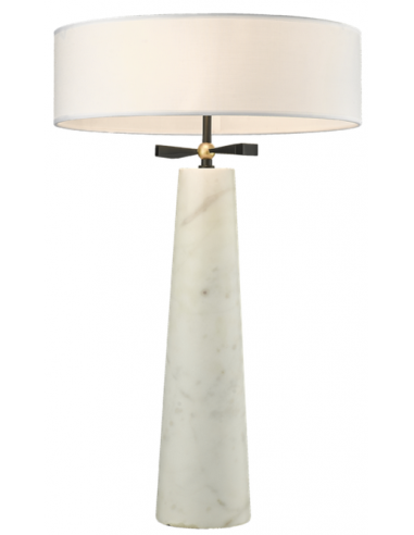 Bow Bordlampe Marmor Stål Polyester H63 E27 Hvid Marmor Sort Børstet Messing Hvid