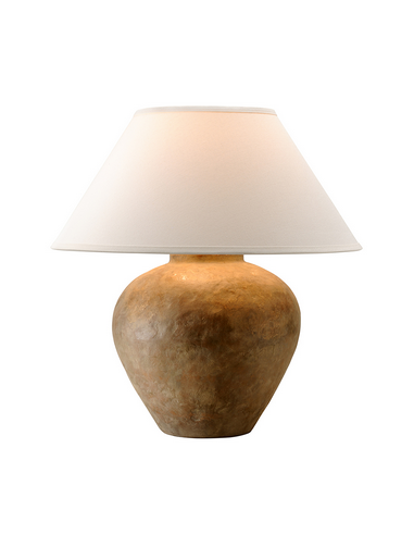 Calabria Bordlampe Keramik Linned H58 ø56 E27 Sienna Brun Off White