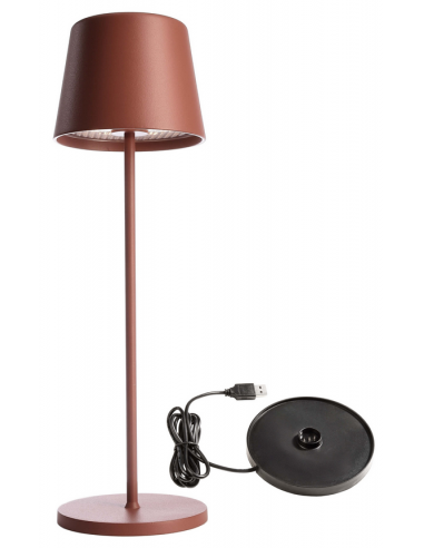 Canis Inden Udendørs Trådløs Bordlampe H37 Led Mat Terracotta