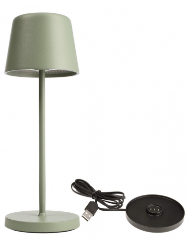 Canis Mini Inden Udendørs Trådløs Bordlampe H20 Led Mat Grågrøn