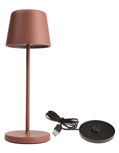 Canis Mini Inden Udendørs Trådløs Bordlampe H20 Led Mat Terracotta
