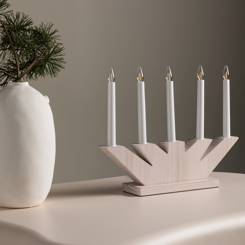 Ceduna Bordlampe Lyst Træ Med Led Lys Bredde
