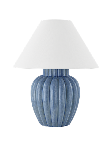 Clarendon Bordlampe Keramik Linned H51 ø42 E27 Krakeleret Blå Hvid