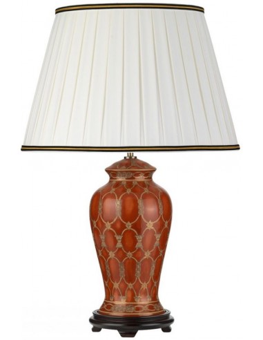 Datai Bordlampe Keramik Bomuld H68 E27 Terracotta Guld Elfenbenshvid
