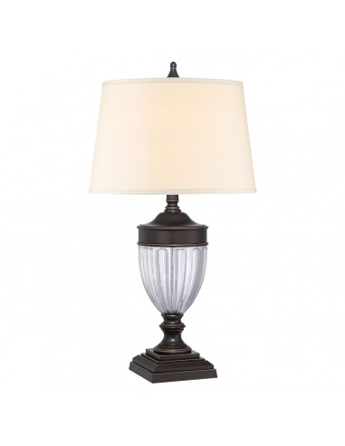 Dennison Bordlampe Stål Glas Tekstil H80 E27 Antik Bronze Grå Creme