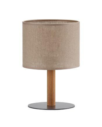 Deva Bordlampe Rund Natur Stof Fyrretræ Sort Stål