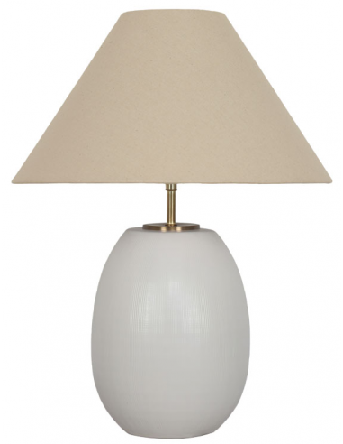 Fino Bordlampe Keramik Linned H58 ø43 E27 Elfenbenshvid Gråbeige