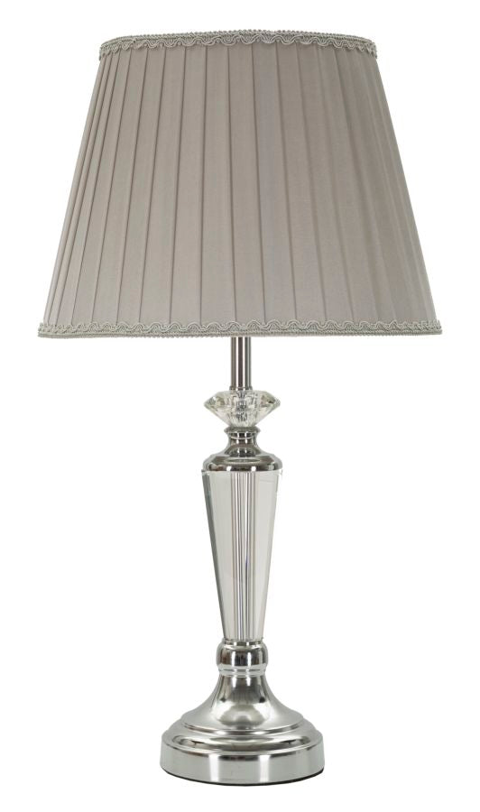 Glam Bordlampe Sølvfarve Metal Glas Stof 30x56