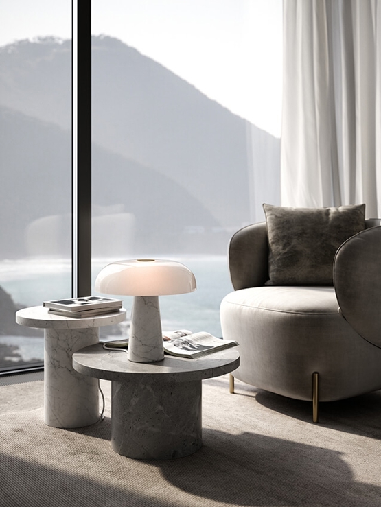 Glossy Bordlampe Hvid