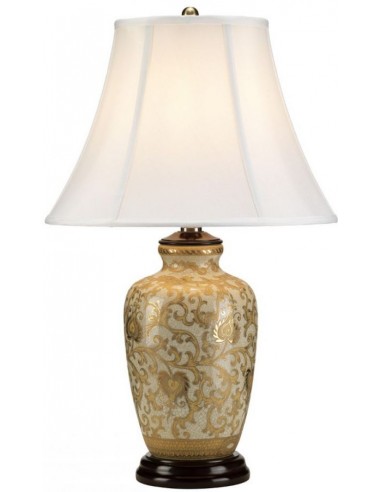 Goth Thistle Bordlampe Porcelæn Polyester H58 E27 Krakeleret Guld   Creme Hvid