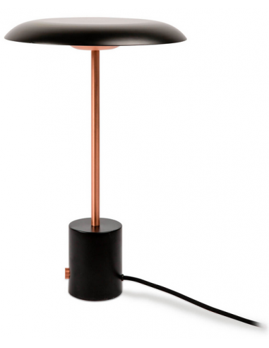 Hoshi Bordlampe Med Dæmper H40 ø26 12w Smd Led Børstet Kobber Mat Sort