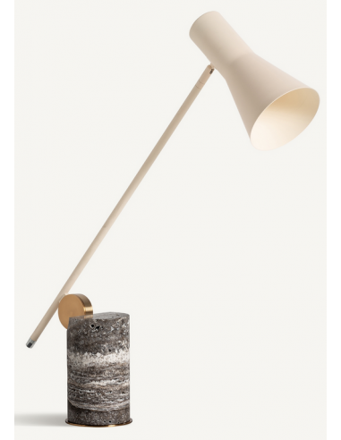 Ivory Bordlampe Travertin Metal H66 E27 Grå Travertin Creme