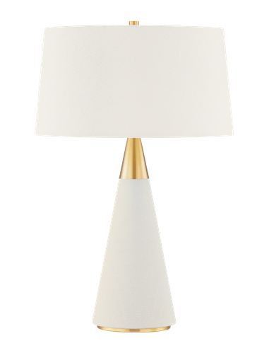 Jen Bordlampe Stål Linned H62 ø40 E27 Antik Messing Creme