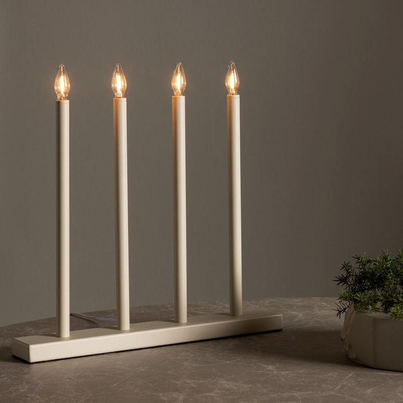 Juan Bordlampe Beige Metal Med Led Lys