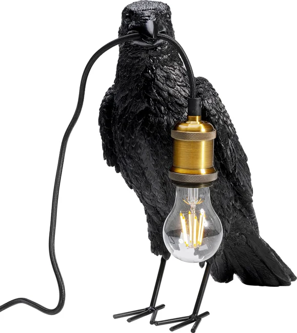 Kare Design Animal Crow Bordlampe Mat Sort Polyresin Kobber Aluminium