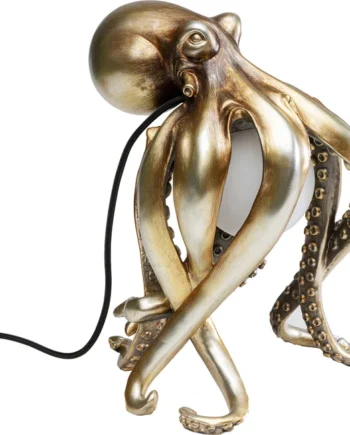 Kare Design Animal Octopus Bordlampe Hvid Glas Guld Polyresin