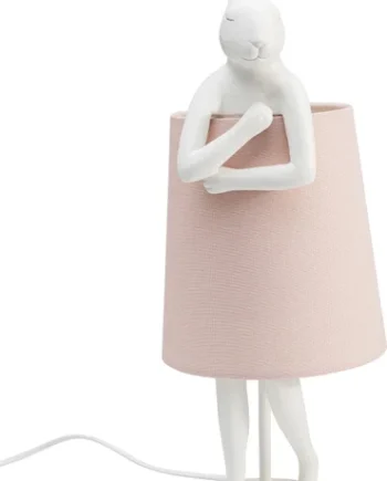 Kare Design Animal Rabbit Bordlampe Rosa Linnedhør Hvid Polyresin Stål :50cm
