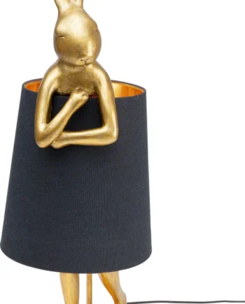 Kare Design Animal Rabbit Bordlampe Sort Hør Guld Polyresin Stål