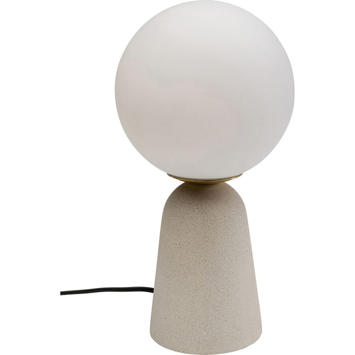 Kare Design Bollie Bordlampe Klar Glas Beige Beton Cement