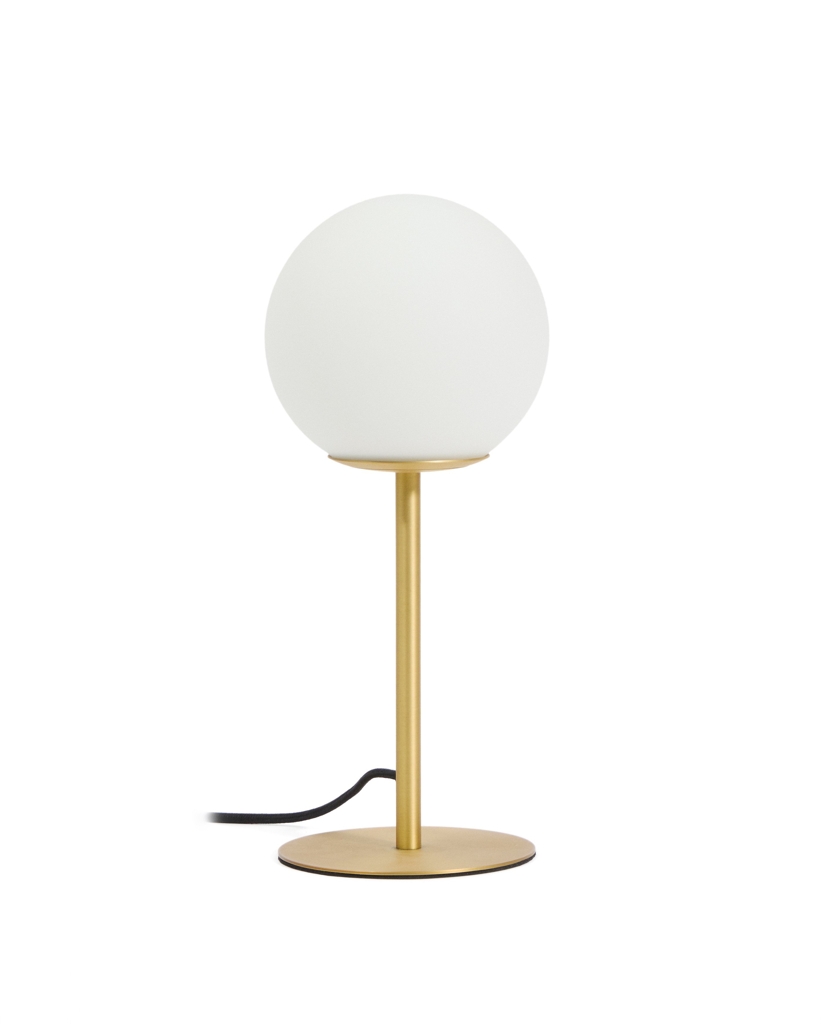 Kave Home Brisia Bordlampe Matteret Glaskugle Børstet Messingfinish Metal ø15