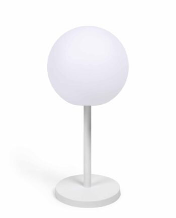 Kave Home Dinesh Bordlampe Ledningsfri Hvid Polyethylen Hvid Stål ø30