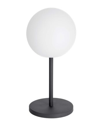 Kave Home Dinesh Bordlampe Ledningsfri Sort Stål Hvidt Polyethylen
