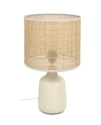 Kave Home Erna Bordlampe Natur Bambus Beige Keramik