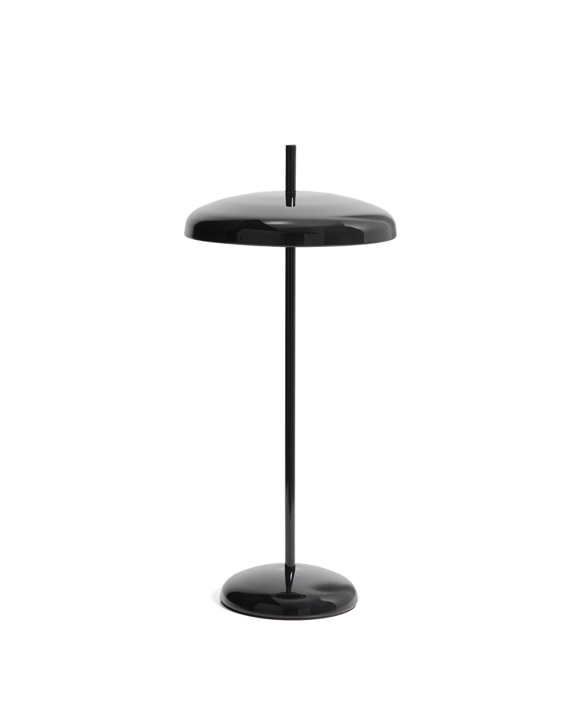 Kave Home Porte Bærbar Bordlampe Justerbar Højde Genopladelig Sort Aluminium