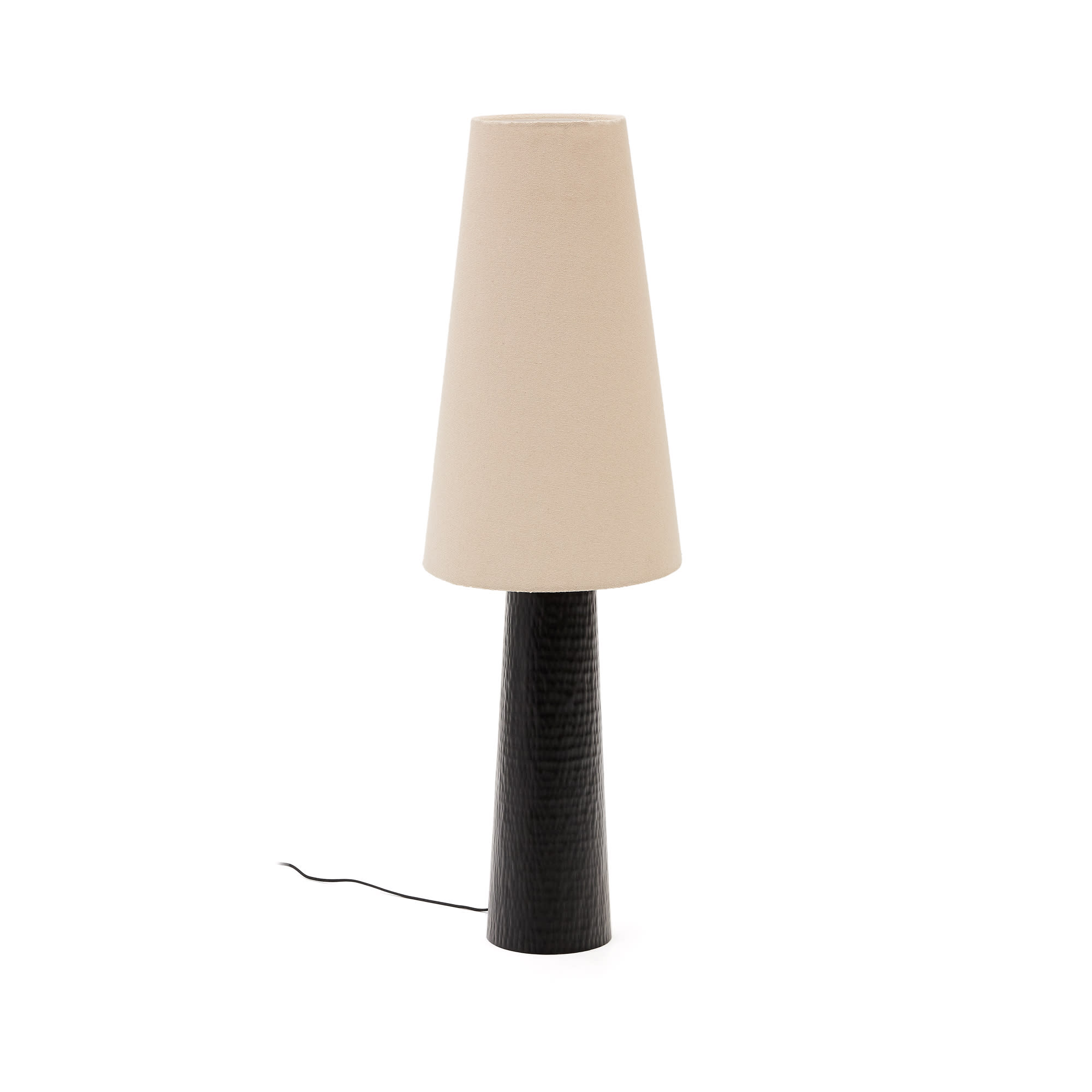 Kave Home Senni Bordlampe Natur Stof Sort Metal