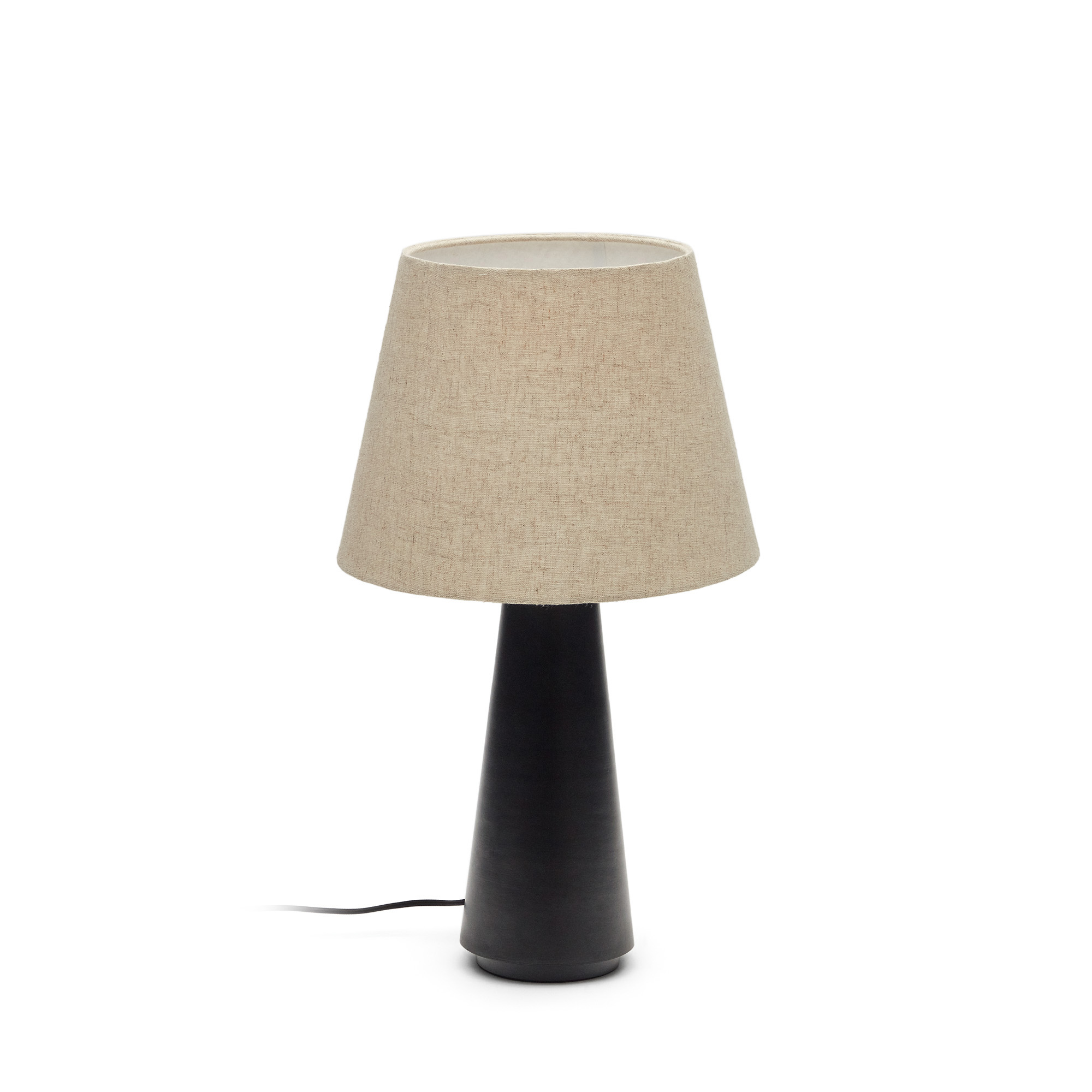 Kave Home Torrent Bordlampe Hørskærm Sort Metal