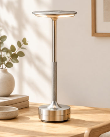 Led Bordlampe Ava  Sølv  Timers Batteri
