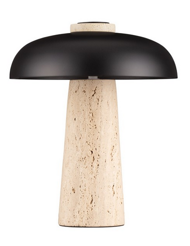 Lento Bordlampe Travertin Stål H31 Led Travertin Mat Sort