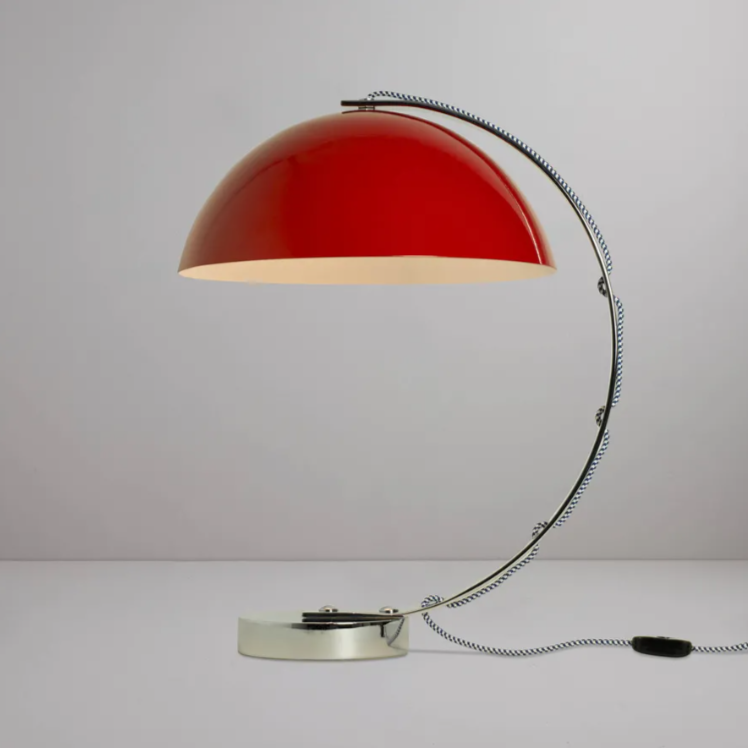 London Table Light Bordlampe Original Btc Rød Med Blå Hvid Stofledning