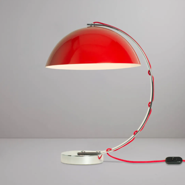 London Table Light Bordlampe Original Btc Rød Med Rød Stofledning