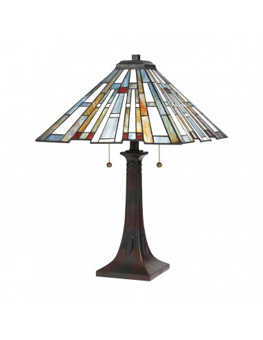 Maybeck Tiffany Bordlampe Stål Resin Glas H62 E27 Vintage Bronze Multi