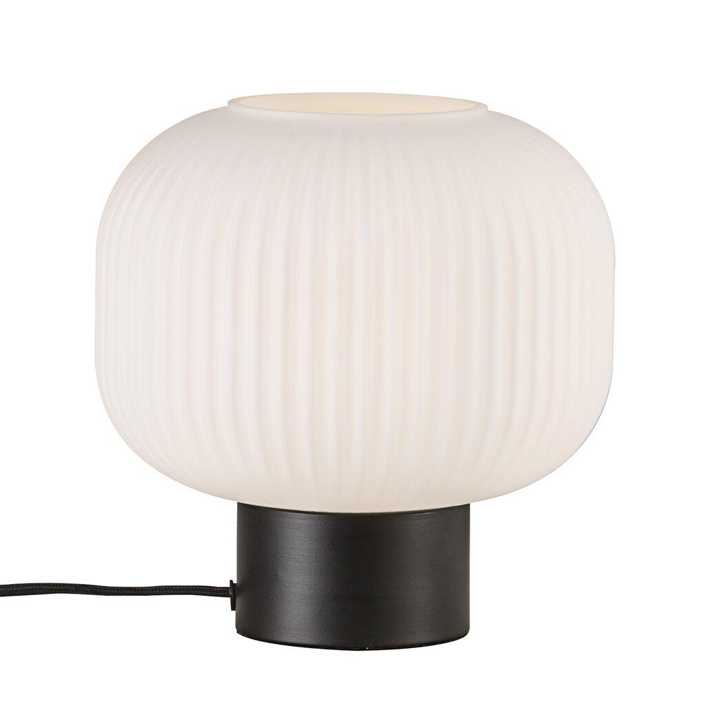 Milford Bordlampe Hvid Glas Sort Fod